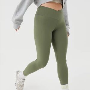 OFFLINE By Aerie Real Me High Waisted Crossover Legging in Olive Fun